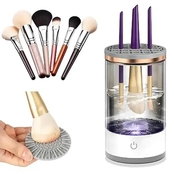 Electric Makeup Brush Cleaner - Portable Compact Design for Travel Home Use - Professional Makeup Brush Cleaning Machine - Automatic Makeup Brush Cleaner (L)