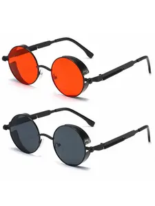Lue's House Metal Steampunk Sunglasses Men Women Fashion Round Glasses Brand Designer Vintage Sun Glasses High Quality Oculos de Sol