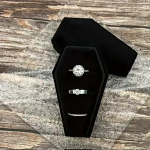 Small Velvet Coffin Jewelry Box
