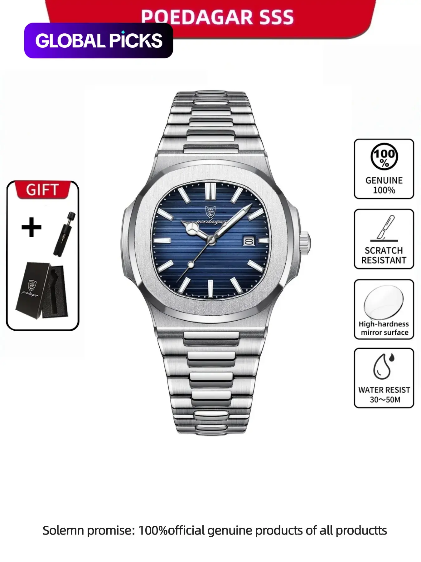 Men's Business Round Dial Analog Quartz Watch, Analog Wristwatches, Stainless Steel Casual Wristwatch, Luminous Waterproof Watch for Party, Everyday Accessories, Birthday Gift with Box