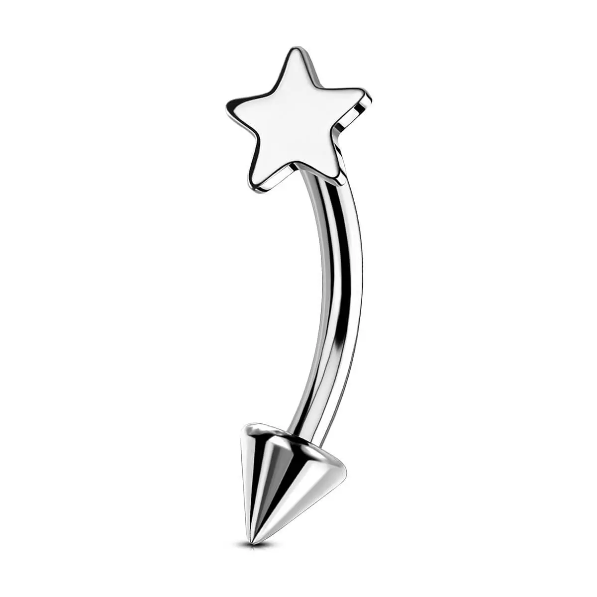 OUFER BODY JEWELRY Lip Piercing Jewelry, 16G ASTM F-136 Titanium Star Top Stud for Eyebrow, Rook, and Vertical Labret, 8mm, Brow Piercing Jewelry