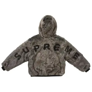 Supreme Reversible Faux Fur Hooded Work Jacket Black