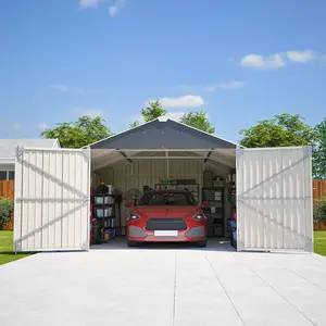 12x20 FT Large Outdoor Metal Garage Shed, 1810 CUFT Capacity Heavy Duty Steel Storage Building, Durable Double-Door Design for Cars, Trucks, RVs, Equipment, All-Weather Protection Backyard Workshop Shed