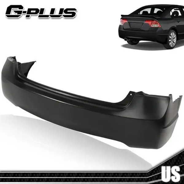 MOTOR GPLUS Brand New Rear Bumper Cover - Direct Replacement, Custom Fit for 2006-2011 Honda Civic 2Dr Coupe, Sedan/Hybrid, Durable Plastic, Factory-Install Vehicle Accessory with High Reliability