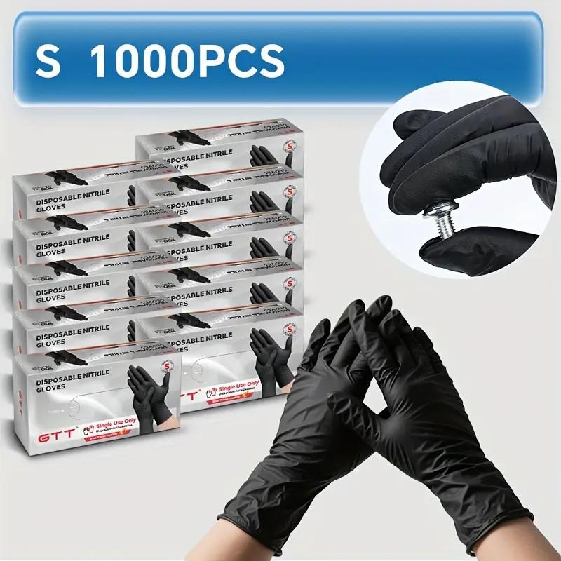 100/500/1000 Black Nitrile Exam Gloves 4 Mil, Powder-Free Disposable Gloves for Medical, First Aid,Cleaning Food Prep, Tattoo,Cooking
