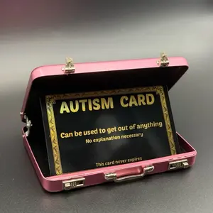 Mini Pink Briefcase - Pocket Suitcase Wallet for Cards with Bonus Autism Card Aluminum Material PVC Plastic