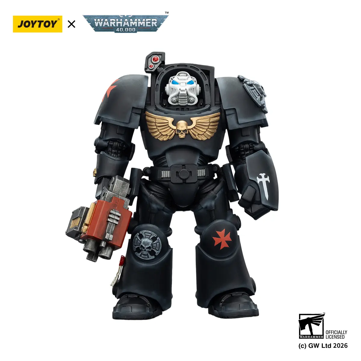 JOYTOY Warhammer 40k 1/18 Action Figure Black BlackTemplars Terminator 2 with Power Fist and Storm Bolter JT03103