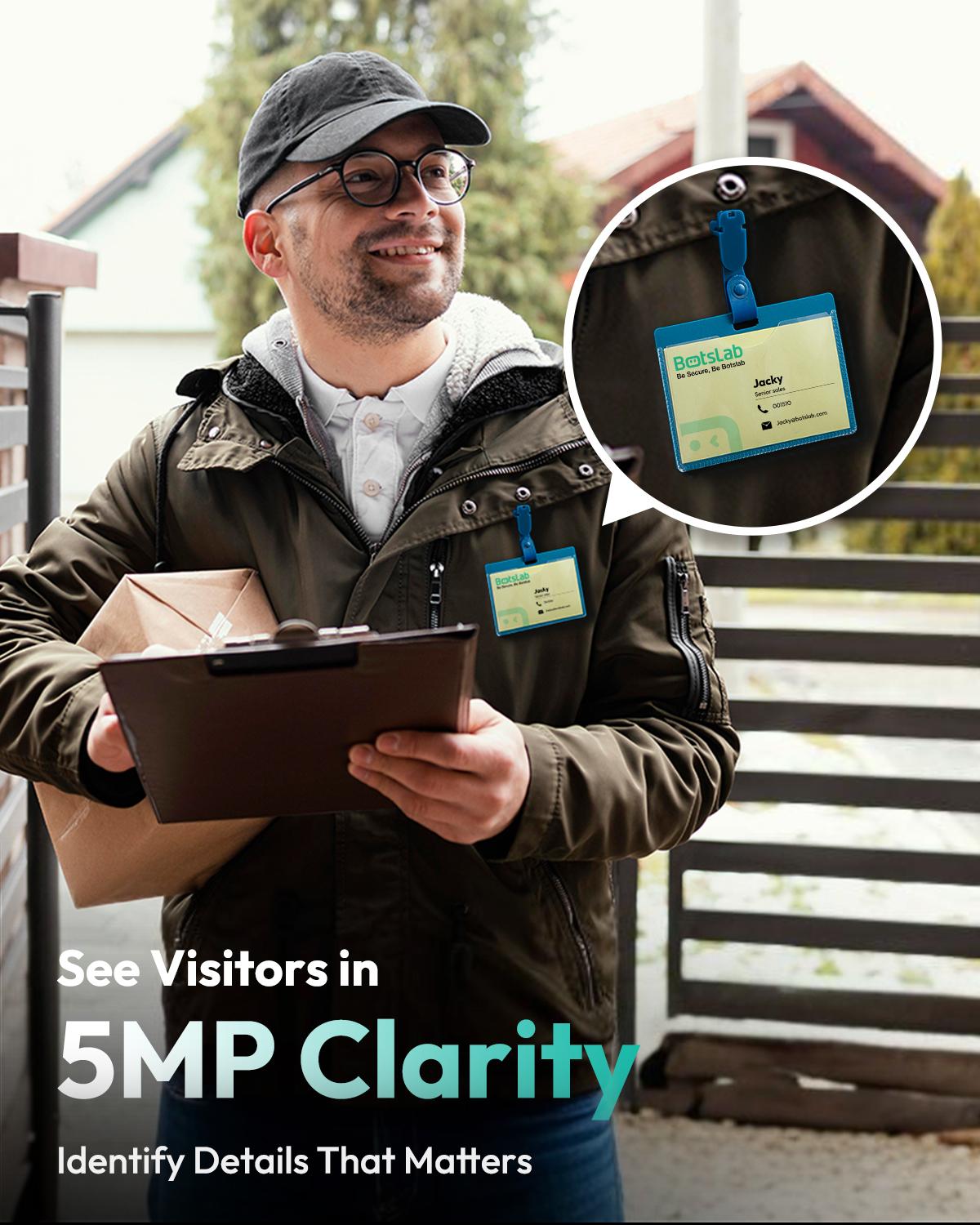 Botslab 2K Doorbell Camera Wireless 180° View 2-Way Audio AI Notifications 5200mAh Battery 2.4Ghz WiFi Secure Storage No Subscriptions Real-Time Communication