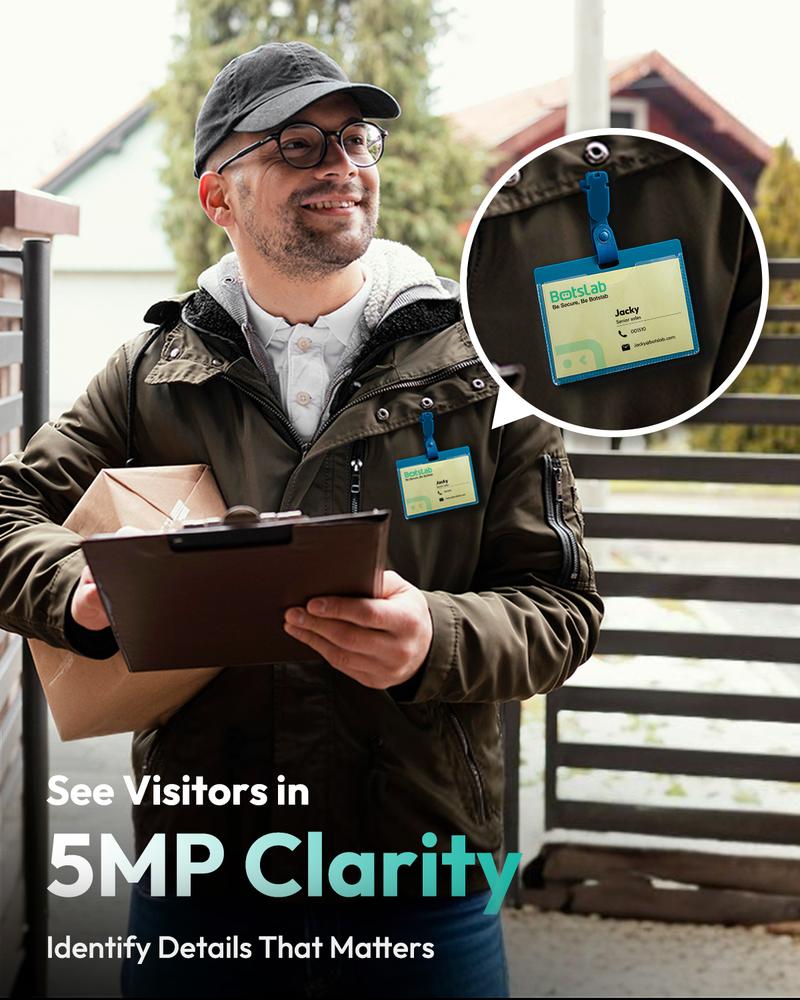 Botslab 2K Doorbell Camera Wireless 180° View 2-Way Audio AI Notifications 5200mAh Battery 2.4Ghz WiFi Secure Storage No Subscriptions Real-Time Communication