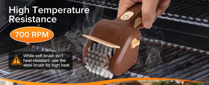 Electric Grill Brush, 700 RPM True Stainless Steel Bristles, 360° Deep Clean for  Every Grill Type & Grate Barbecue Accessories Barbecue Utensils