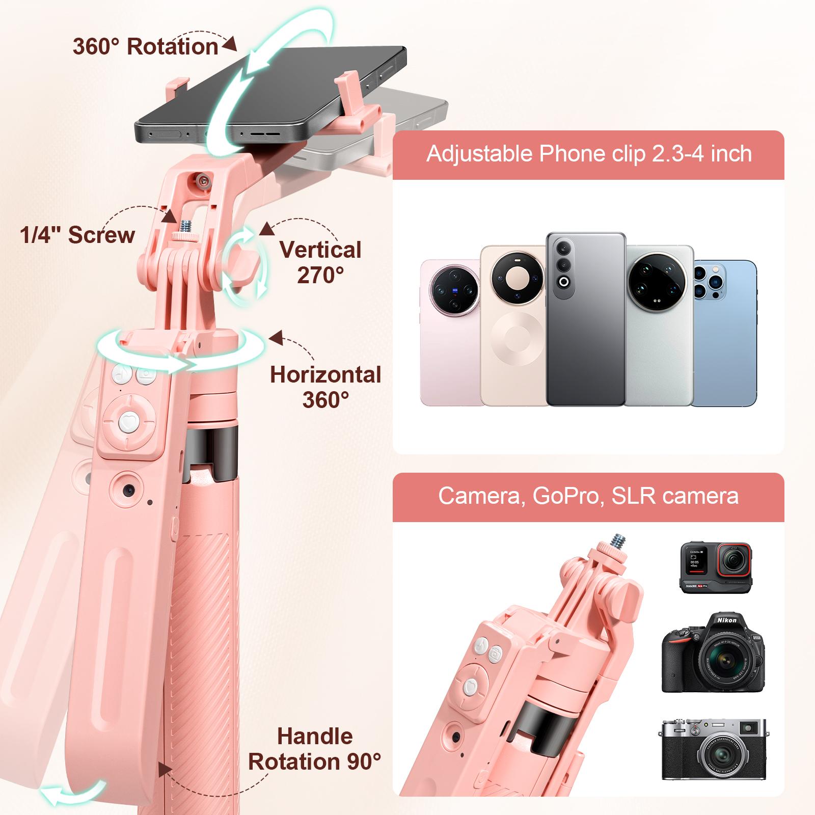 【Hot Selling Gift】360° Rotatable Selfie Stick Tripod, Rechargeable Smart Face Tracking Tripod with 2 Fill Lights, Free your hands，Auto Face Tracking Phone Holder for Vlog、Live Streaming、Rotating Stand、Document your life
