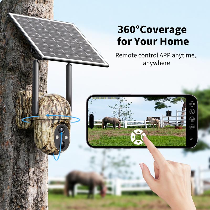 Solar 4G Security Camera | Wire-Free, Auto-Connects to Best Signal | 2K Full-Color Night Vision | AI Human-Only Detection