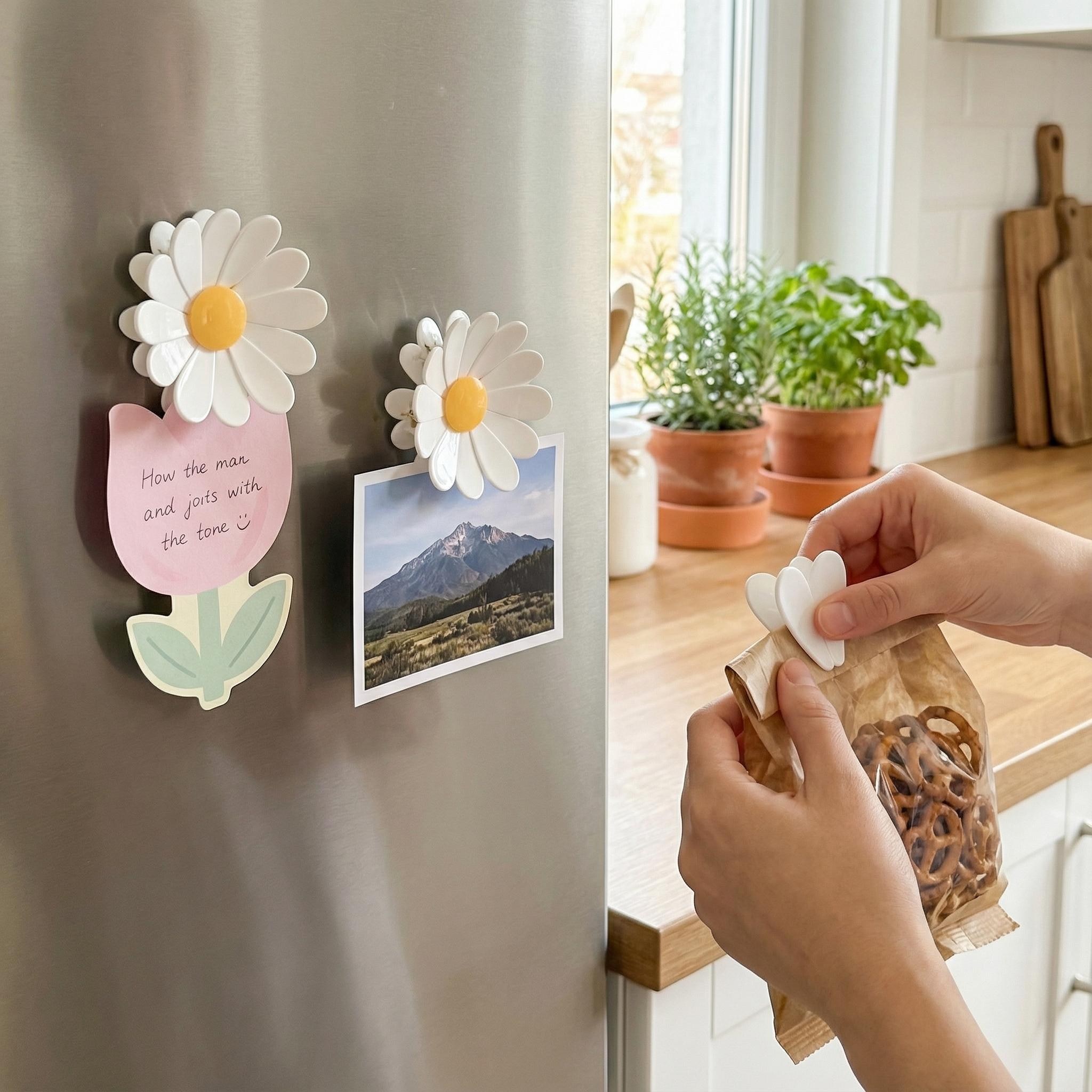 1 PC Magnetic Cherry Blossom Bag Clips,Magnetic Cherry Blossom Refrigerator Sealing Clip, Pink Sakura Food Sealing Clip for Snack, Bread & Pet Food Storage, Fridge Organizer & Kitchen Decor Gift