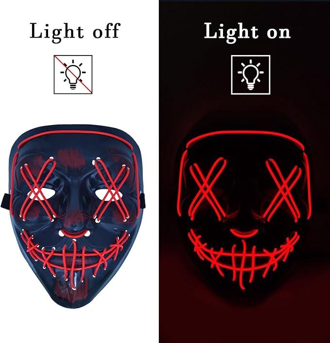 LED Halloween Mask with 4 Lighting Modes, Scary Spooky Mask for Festival Cosplay, Halloween Costume Masquerade Parties, Carnival, Gifts