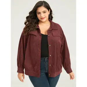 BLOOMCHIC Plain Texture Button Through Gathered Jacket 2026 Summer Vibes