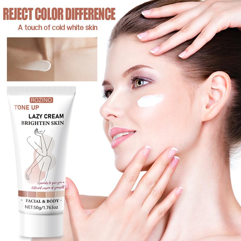 ROZINO Tone Up Lazy Cream Brighten Skin - Facial & Body Moisturizer 50g Lightweight Formula with Shea Butter & Vitamin C for Natural Hydration