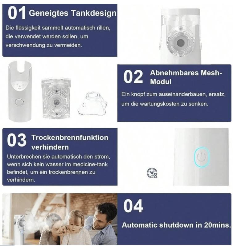 2PCS USB Portable Smart Humidifier  with 400mA LithiumBattery for Adults & Kids Adjustable for Breathing Problems & FacialHydration No Battery Installation Needed