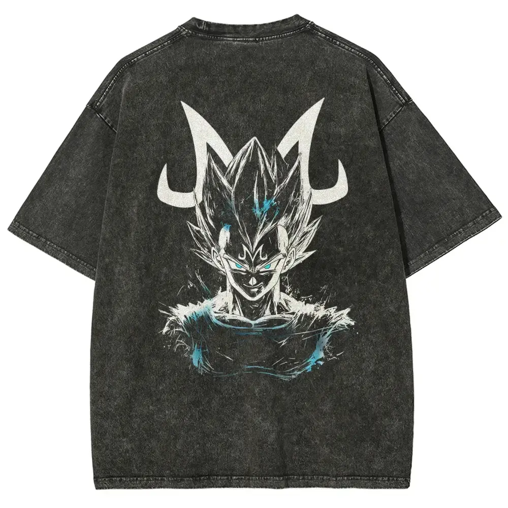 Men's Dragon Anime Graphic T-Shirt, Casual Vintage Washed Distressed Cotton Shirt, Retro 90s Streetwear Relaxed-Oversized Short-Sleeve Top for Fans, All Seasons Menswear