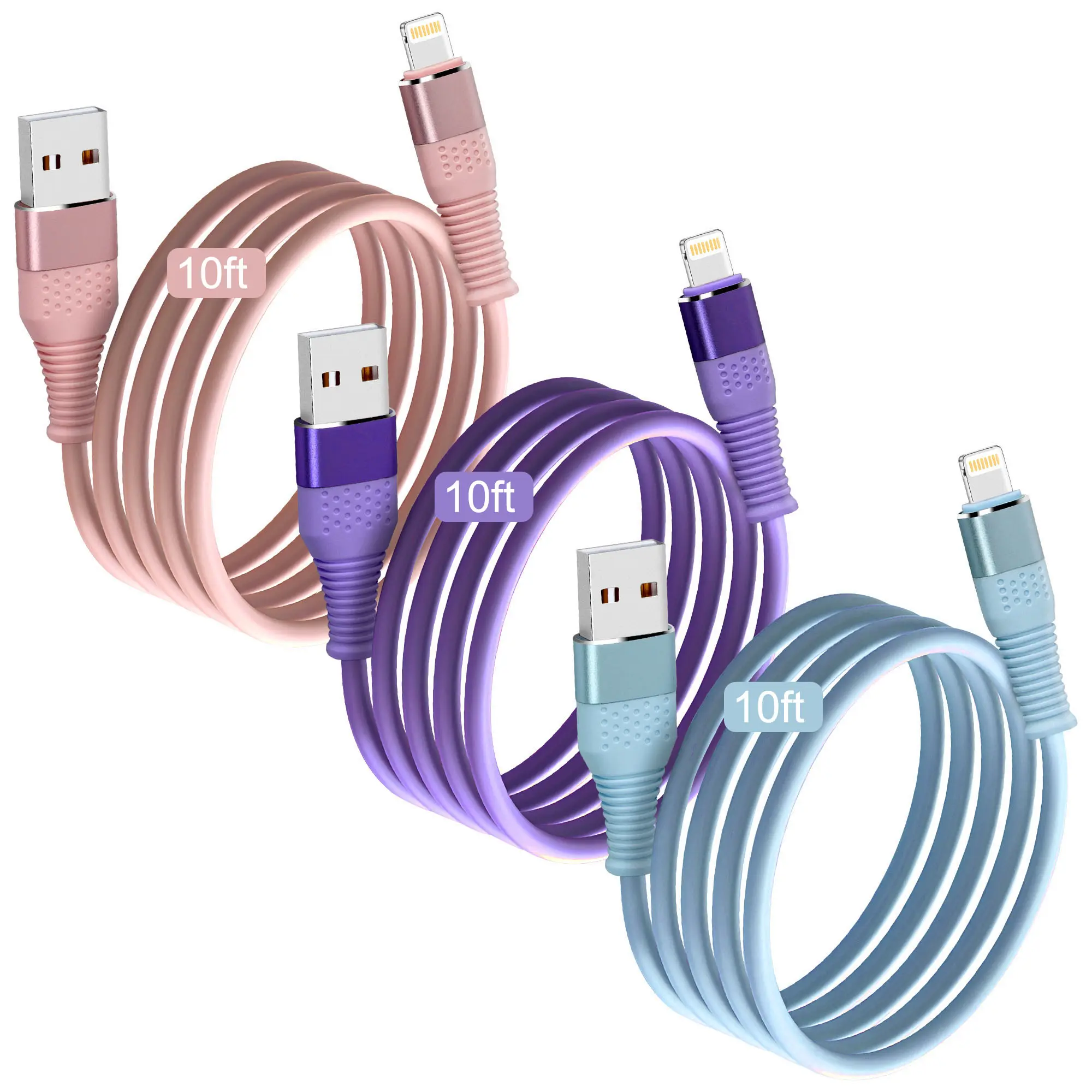 IPhone Charger 3pack 10FT MFi Certified Long Lightning Cable Fast Charging High Speed Data Sync USB Cable Compatible iPhone 14 13/12/11 Pro Max/XS MAX/XR/XS/X/8/7/Plus/6S with Manufacturer Warranty
