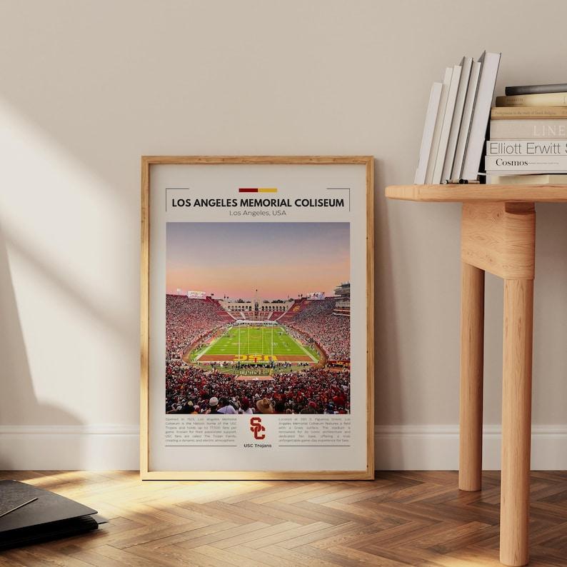 Los Angeles Memorial Coliseum Print | USC Trojans Poster | Vintage Print | Collage Football | Printable Wall Art | Travel Print