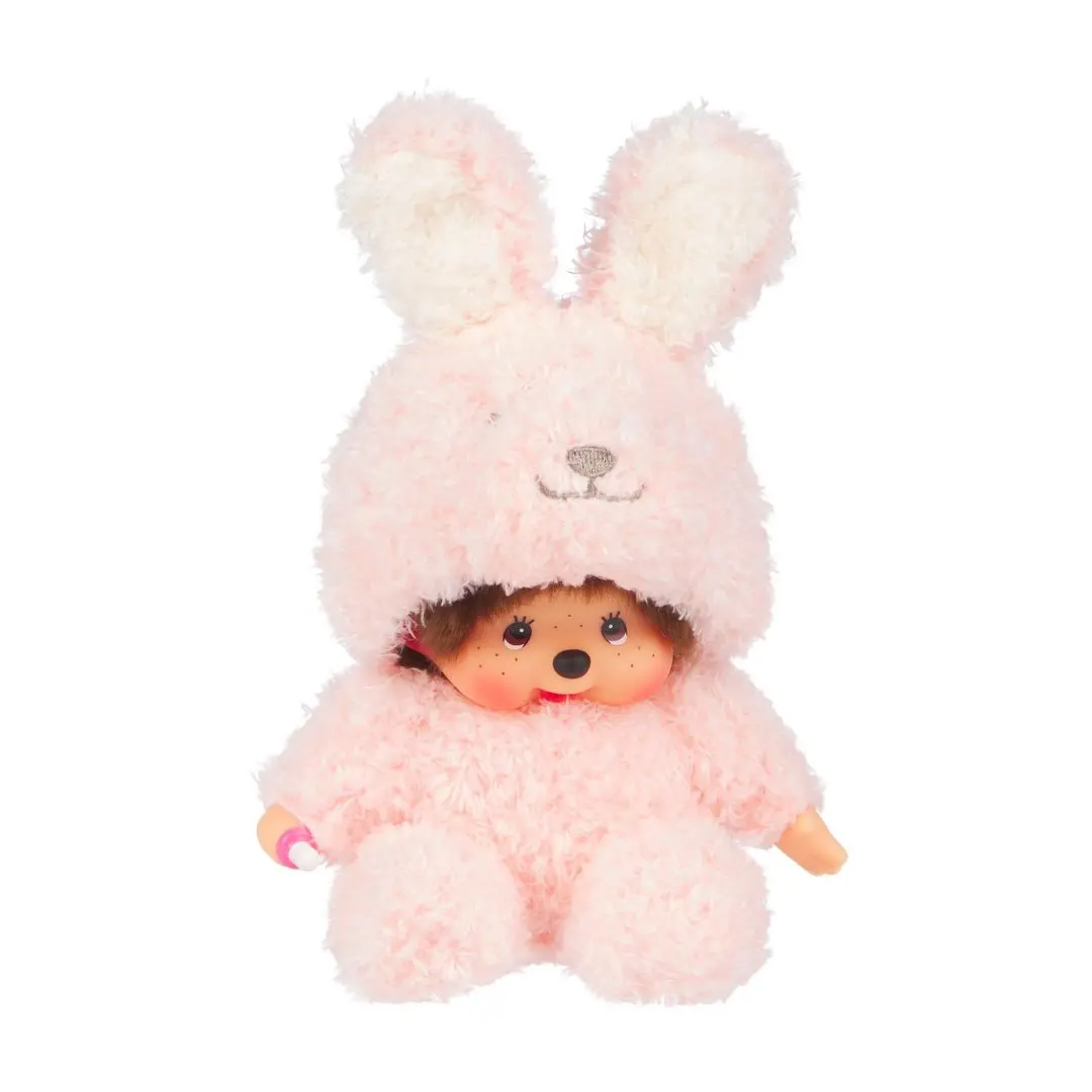 Monchhichi Sitting Fluffy Bunny Stuffed Toy, Cute Plush Doll for Gifting to Loved Ones