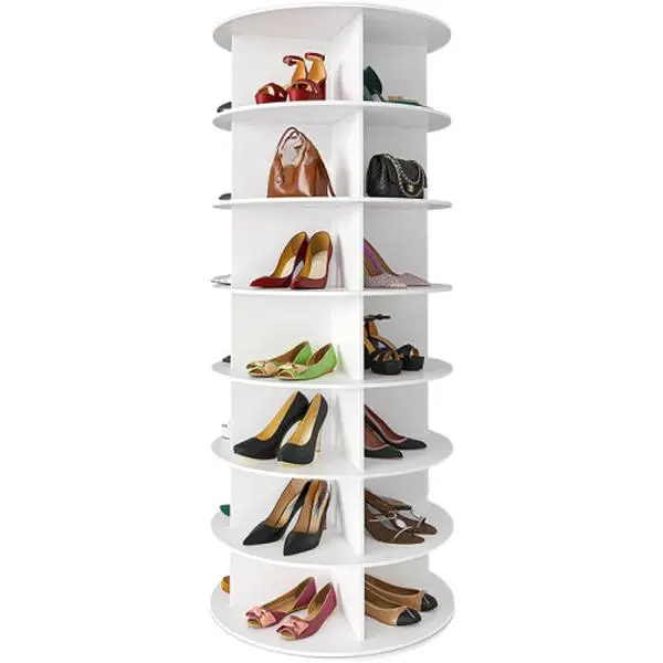 7 Tier Rotating Shoe Rack Tower, Spinning Shoe Display Shoe Storage System Vertical Shoe Rack Shoe Rack Shelf Shoe Shelf Organizer