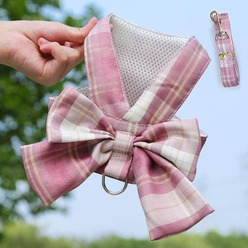 Pet Clothes Dog Cat Rabbit Plaid Dress Vest Cute Comfortable Breathable With Traction Rope AL-656281331457