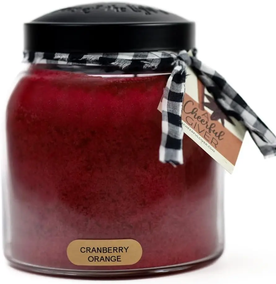 Keepers of the Light Cranberry Orange Scented Candle - 34oz PP Jar with Lid, 155 Hours Burn Time, Aroma Freshener, Added Fragrance Orange Candle, Gift for Women, Red, Decor, Orange Candles