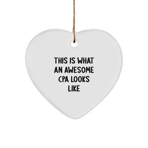 Funny CPA Gifts, Heart Ornament Quote, This Is What An Awesome Cpa Looks Like, Christmas Unique Gifts from Friends to Family