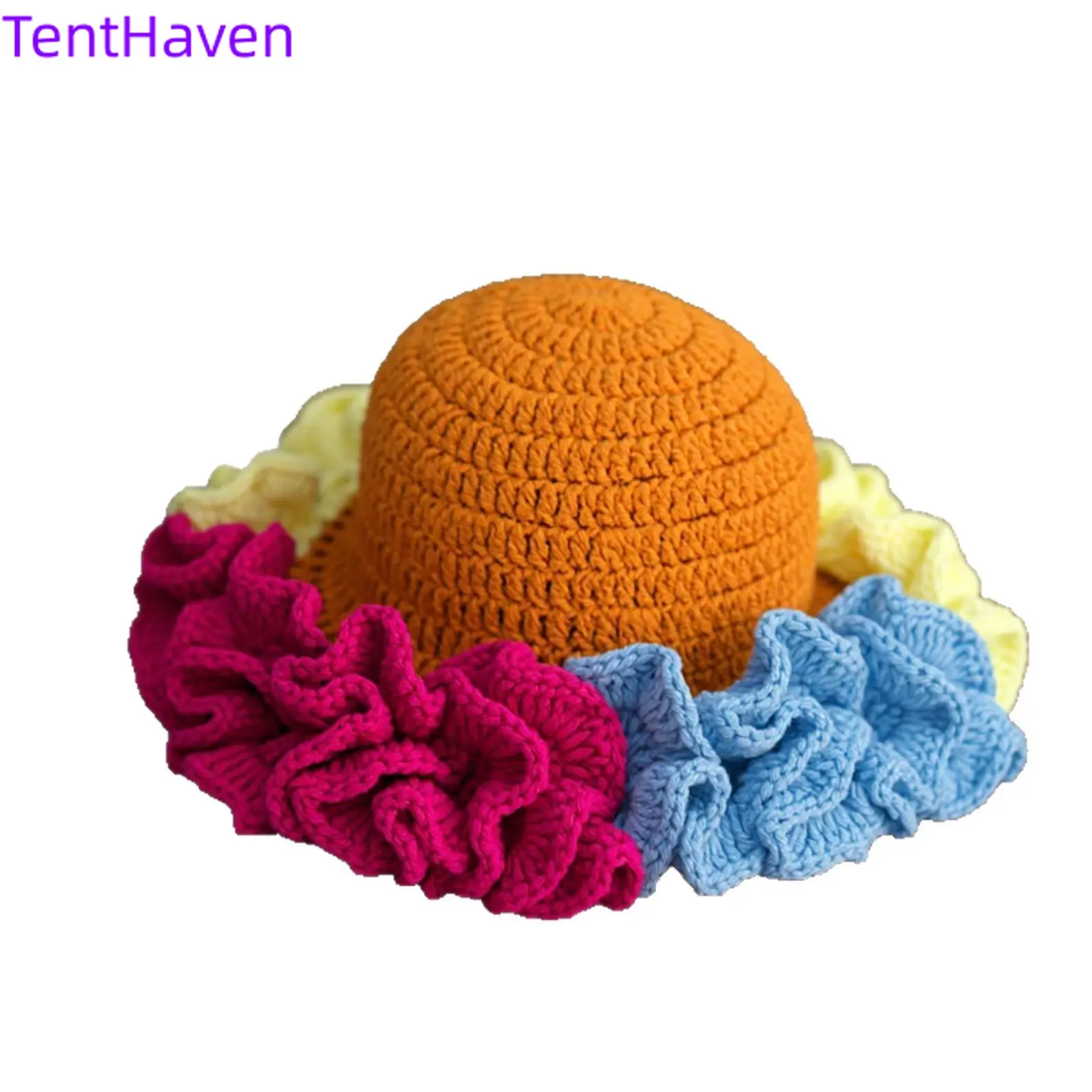 Handmade European-American Style 2026 Color Striped Ruffle-Edge Knitted Cap - Wool-Like Fabric Sports & Outdoor Cozy Beanie, Gradient Wool Look Fashion Hat, Casual Trendy Hat