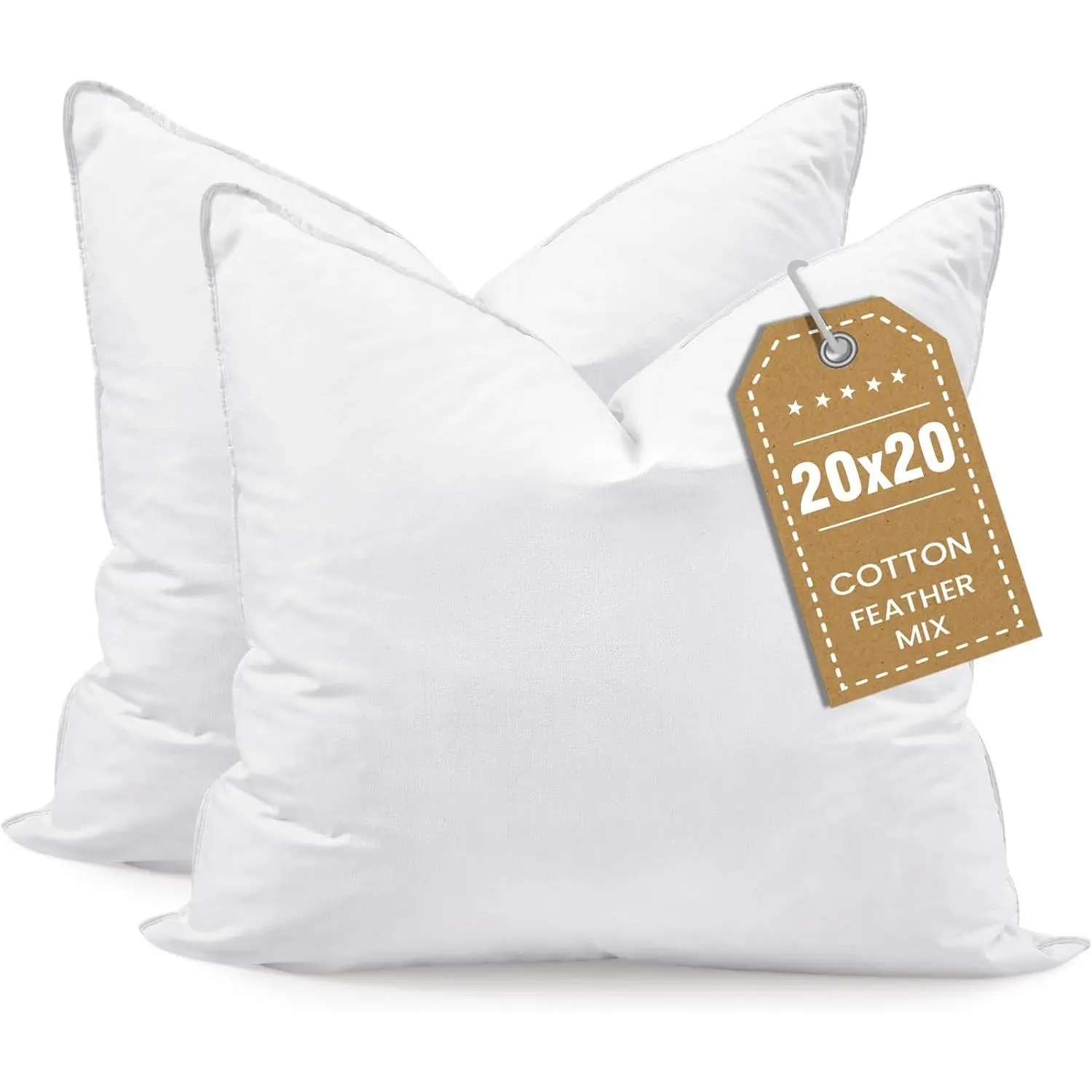 Throw Pillows 20x20 Euro Pillow Inserts Set of 2, Down Feather Alternative Pillow Inserts, Decorative Soft Large Square White Throw Pillows Insert for Couc