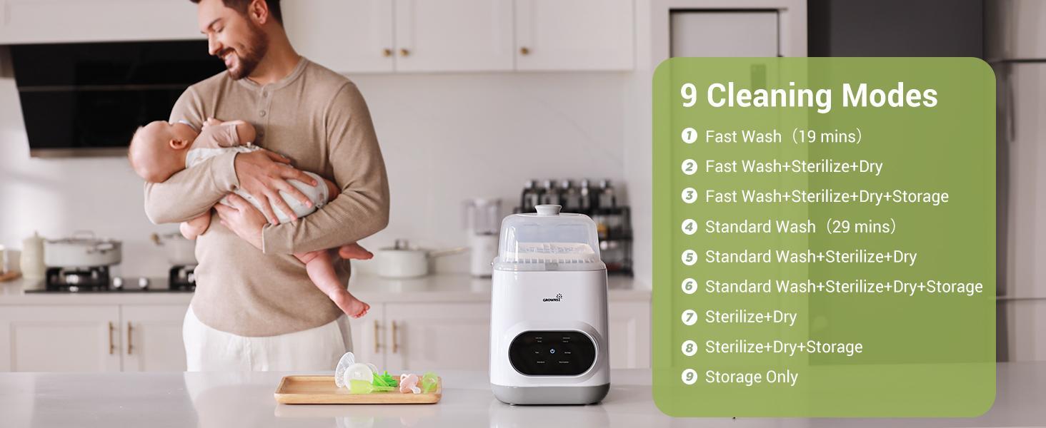 Grownsy Bottle Washer Pro, All-in-One Bottle Washer for Pump Parts,Baby Essentials,Baby Toys-Time Saving, 2025 new