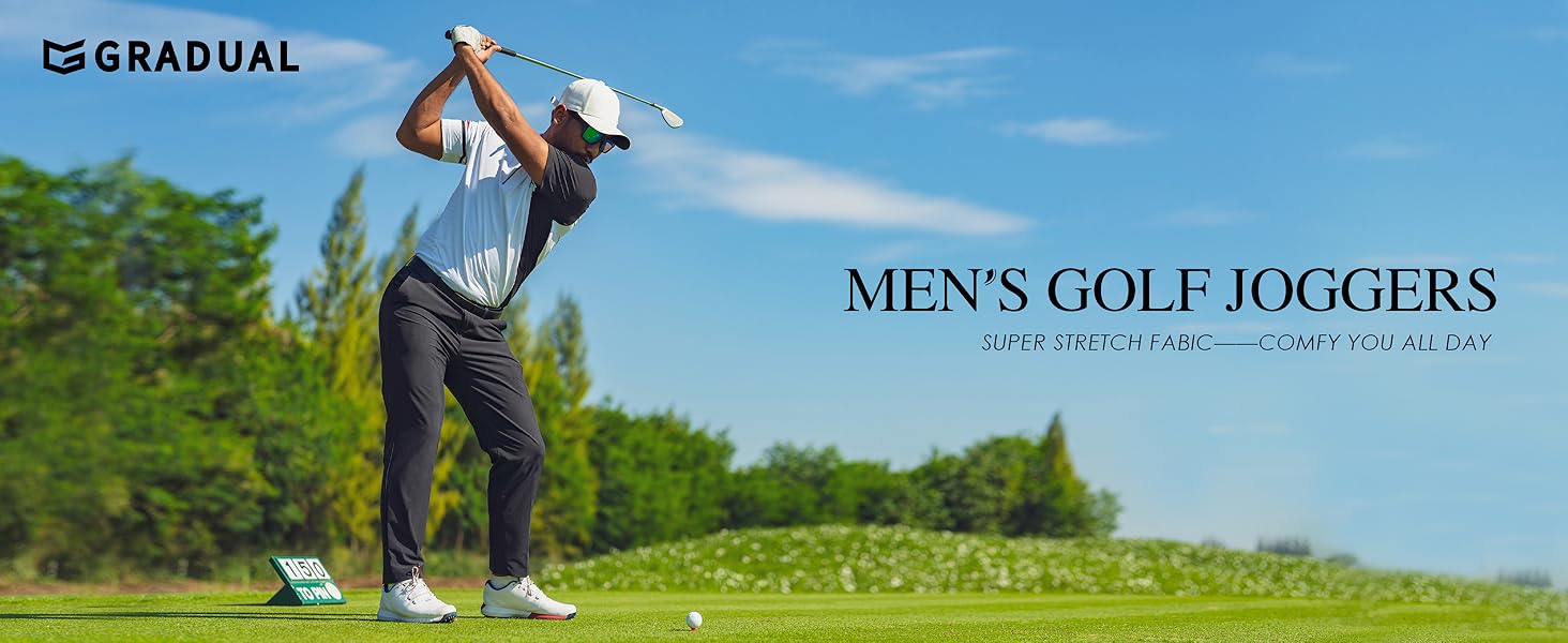 G Gradual Men's Stretch Golf Joggers with 3 Pockets Slim Fit Sweatpants Work Dress Casual Pants for Men with Belt Loops SpringStatements