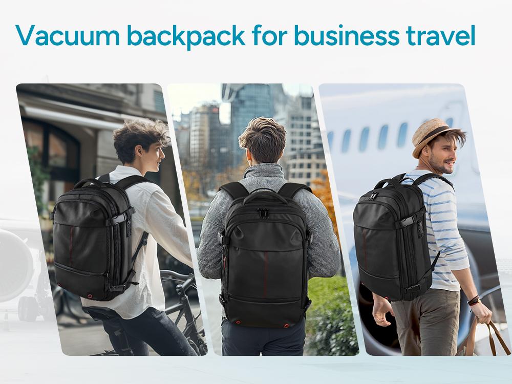 55L Expandable Vacpack Backpack, Vacuum Seal Backpack Travel, Vacuum Compression Bags for Travel, Air back Backpack with Lock, Travel Airbag Backpack with Portable Electic Pump
