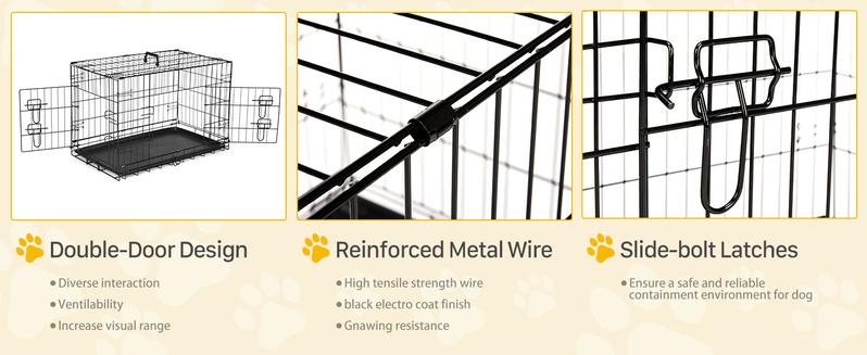 Large Dog Crate with Divider Panel, 24''/30''/36''/42''/48'' Double Door Folding Metal Wire Dog Cage with Plastic Leak-Proof Pan Tray, Pet Kennel for Indoor, Outdoor, Travel dogcrate training Large Dog Crate with Divider Panel, 24''/30''/36''/42''/48'' Double Door Folding Metal Wire Dog Cage with Plastic Leak-Proof Pan Tray, Pet Kennel for Indoor, Outdoor, Travel dogcrate training
