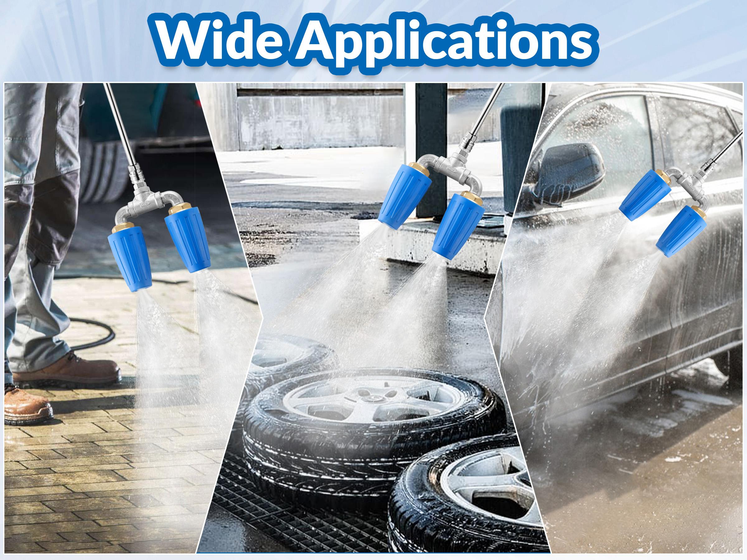 EASYBRO Dual Turbo Nozzle Pressure Washer, Double 360° Rotating Turbo Nozzle for Power Washer, 1/4" Quick Connect Twin Turbo Nozzle Tip, 4000 PSI, 4-6 GPM, 2.0 Orifice EASYBRO Dual Turbo Nozzle Pressure Washer, Double 360° Rotating Turbo Nozzle for Power Washer, 1/4" Quick Connect Twin Turbo Nozzle Tip, 4000 PSI, 4-6 GPM, 2.0 Orifice