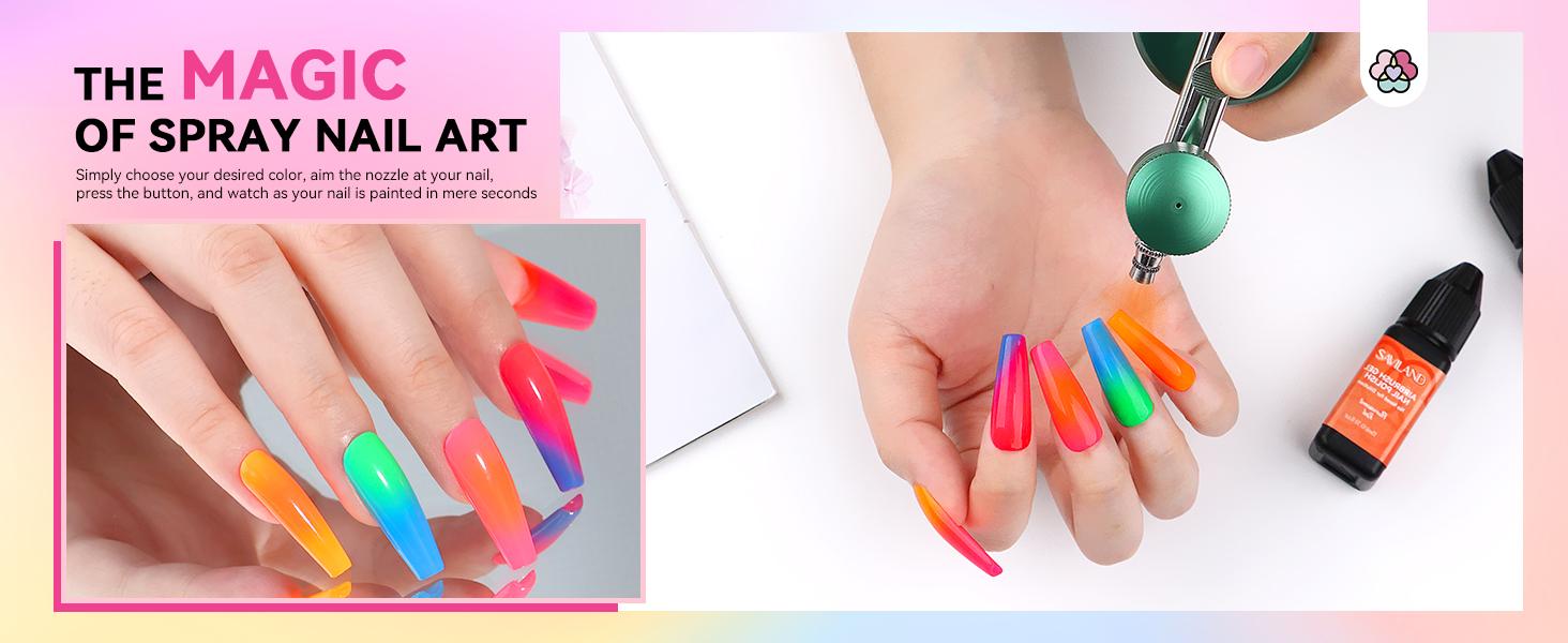 SAVILAND Airbrush Gel Nail Polish Set: 12 Vibrant Neon Colors No Dilution Needed Perfect for French Manicures DIY Nail Art Parties Gifting