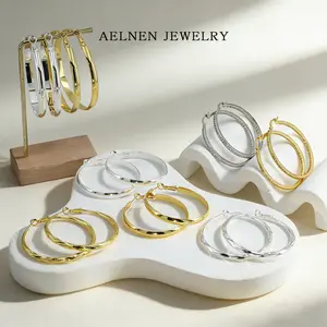 AELNEN Multi-Size Dual-Tone Hoop Earrings - Gold & Silver Tone Classic Statement Hoops - Versatile Everyday Jewelry - Gift for Her