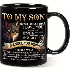 (Sale up to 55% + Freeship) to My Son Wolf Design Ceramic Coffee Mug - 11oz Gift for,,, - Sentimental Keepsake Cup with Wolf & Cub Symbol, Ideal Birthday Gift