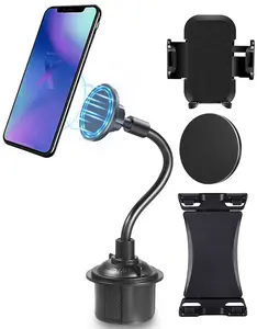 Nakedcellphone Triple Threat Cup Holder Phone Mount for iPhone 17 Pro Max, 16 Pro, 15 Plus, 14 - Includes 3 Attachments - Compatible with MagSafe - Universal