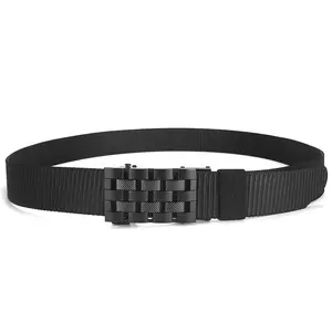 New Golf Sports Elastic Belt Tactical Belt Metal Automatic Buckle Tough Elastic Nylon Men's Military Belt 110- 140cm Large Size Belt