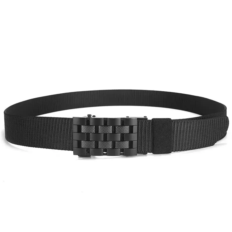 New Golf Sports Elastic Belt Tactical Belt Metal Automatic Buckle Tough Elastic Nylon Men's Military Belt 110- 140cm Large Size Belt