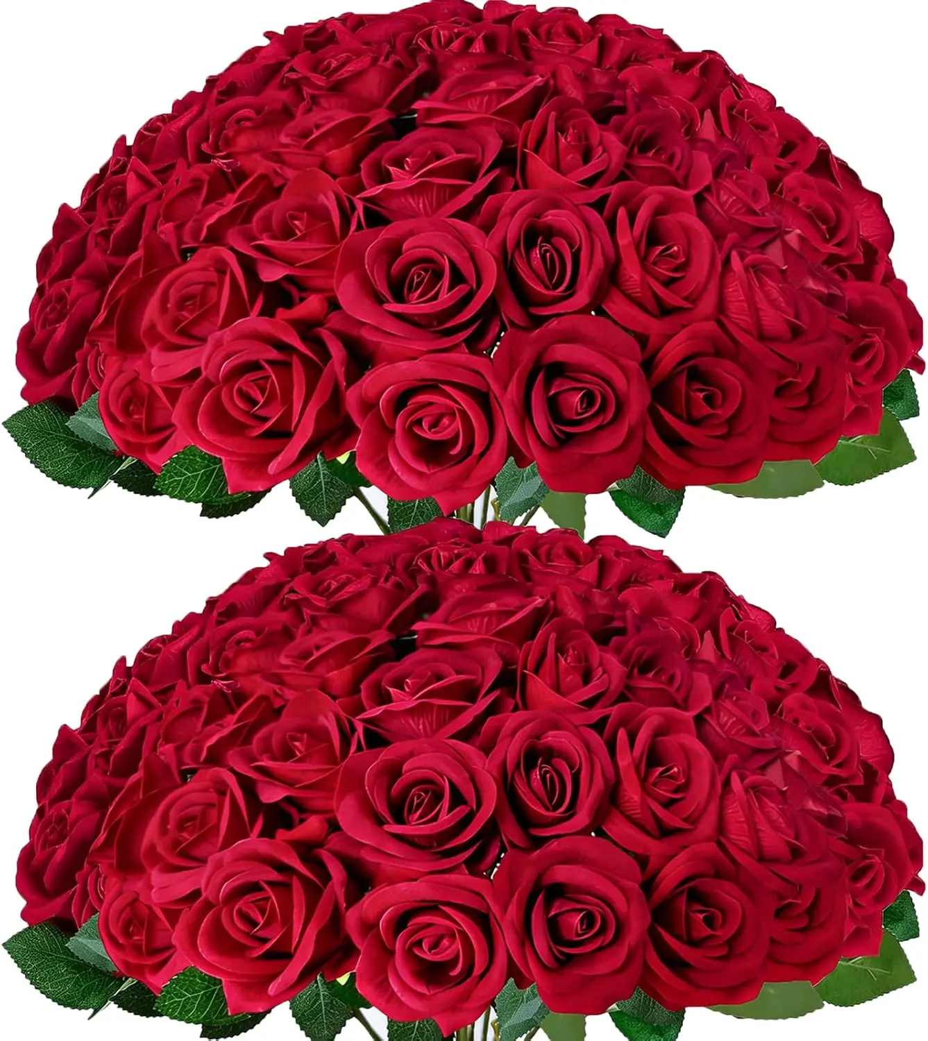 50 /100/200/500Pcs White Roses Artificial Flowers, Real Touch Velvet Roses Bouquet Fake Flowers Bulk, Artificial Roses with Long Stems for Birthday Gift Women Mom DIY Bridal Wedding Centerpiece Decorations