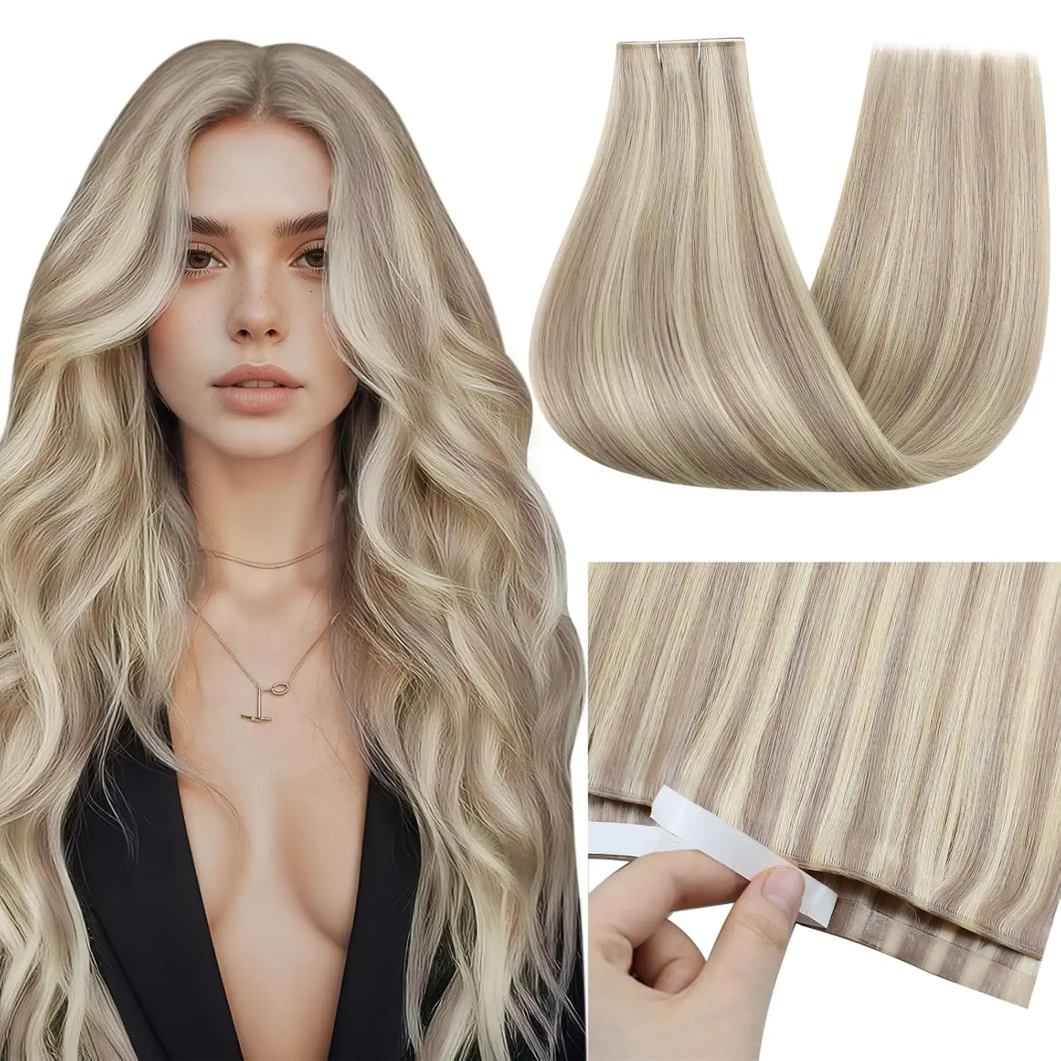 YoungSee Injection seamless tape in weft  Wide Tape in Hair Extensions Real Human Hair Tape in Extensions Woman Real Remy Skin Weft Seamless Fullness Silky Straight for Daily Wedding Party Wide Tape Long Weft Tape in Hair Extensions ##SummerVibes