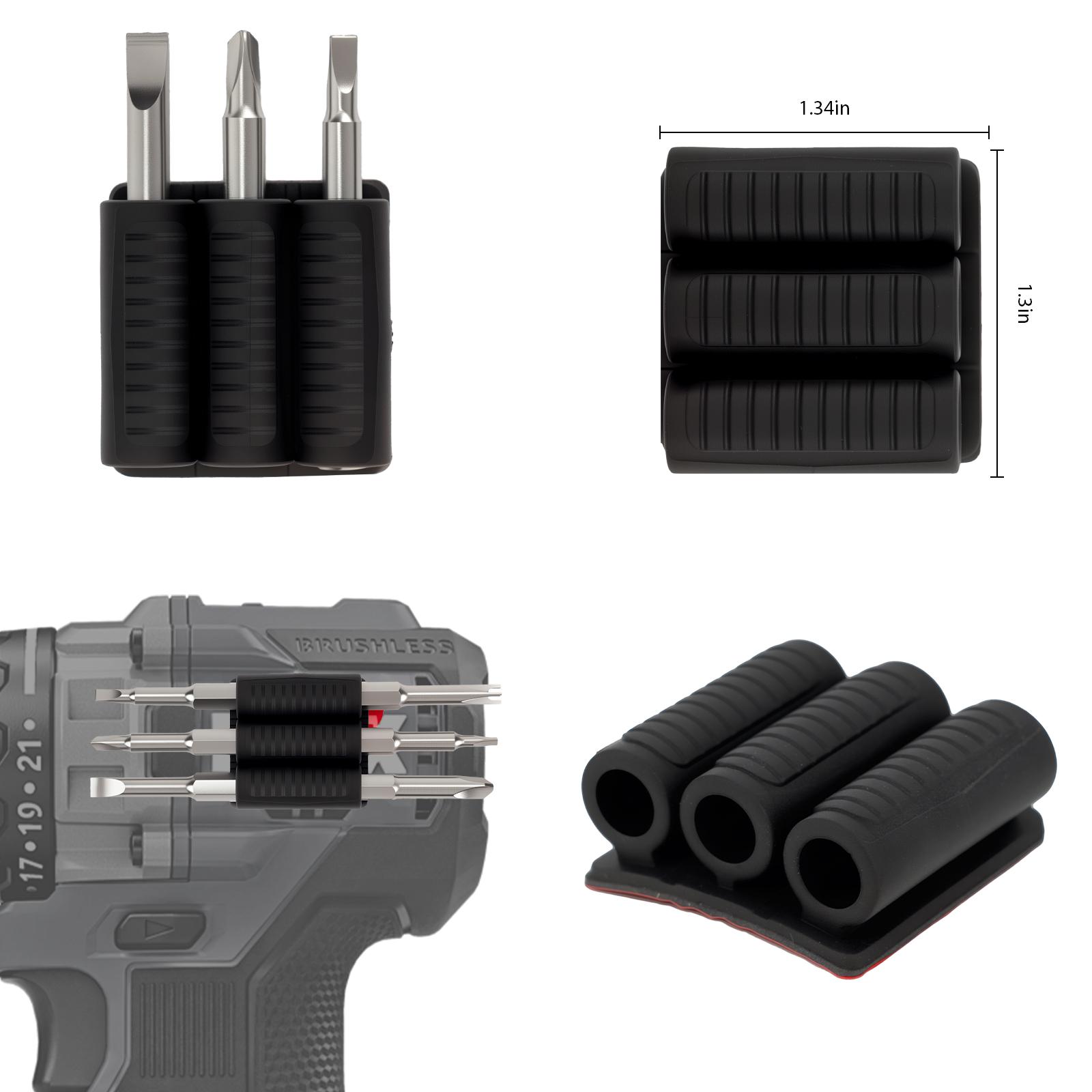 20 Pcs Universal Self-Adhesive Drill Bit Gripper,Universal Fit Drill Bit Holders for Impact Drivers and Drills,Drill Bit Sleeve Organizer Strong Adhesive Attach to Impact Drivers, Hold 6 Drill Tips on Side of Power Drill,SnapFixMate,TikTokShopBlackFriday