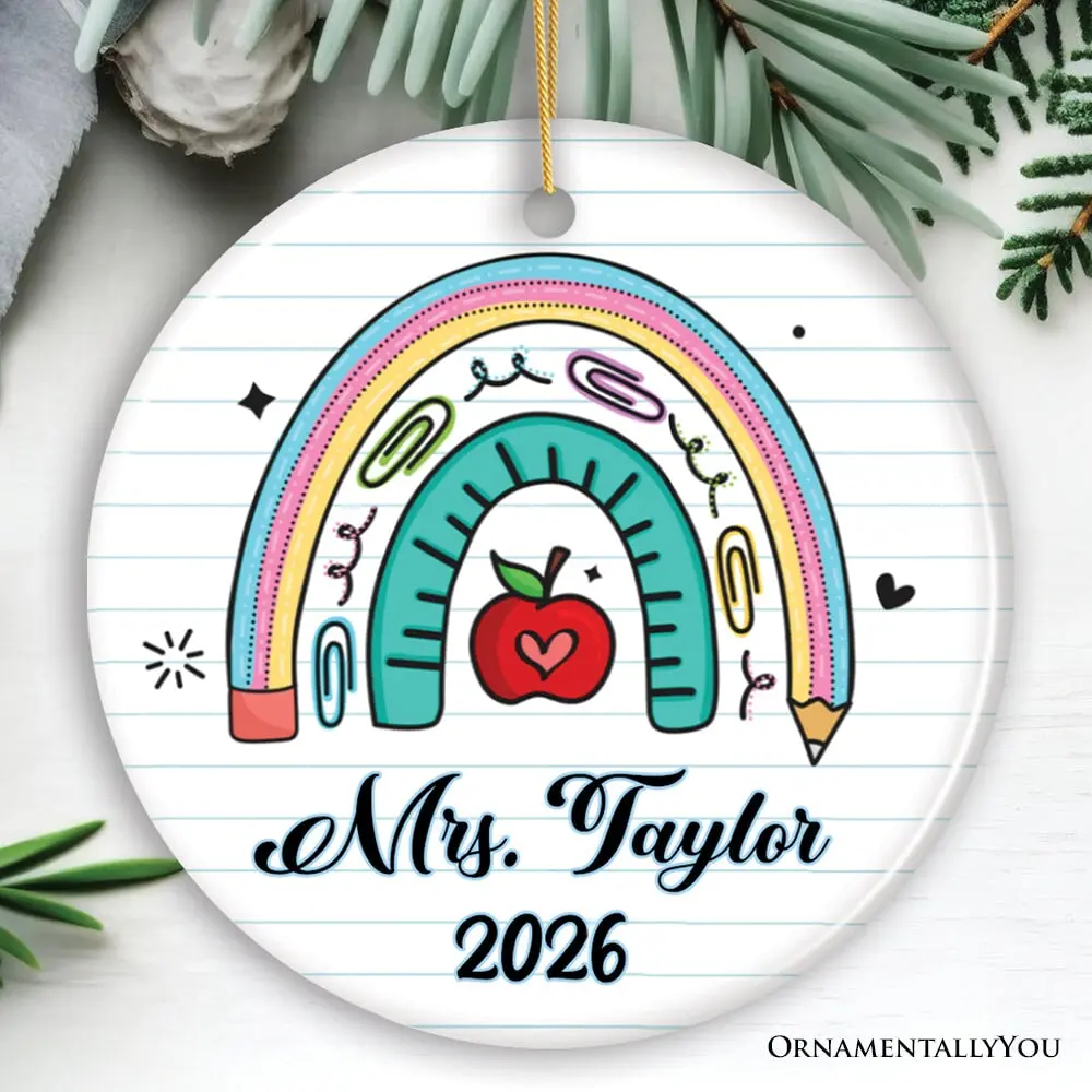 Fun and Playful Custom School Teacher Ornament, Playful Kindergarten and Preschool Gift