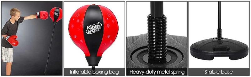 Adjustable Stand Punching Bag with Boxing Gloves - Fun and Safe Toy for Boys and Girls Ages 3+ - Ideal for Karate and Martial Arts Training