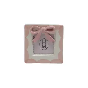 Pink Bow Stoneware Photo Frame