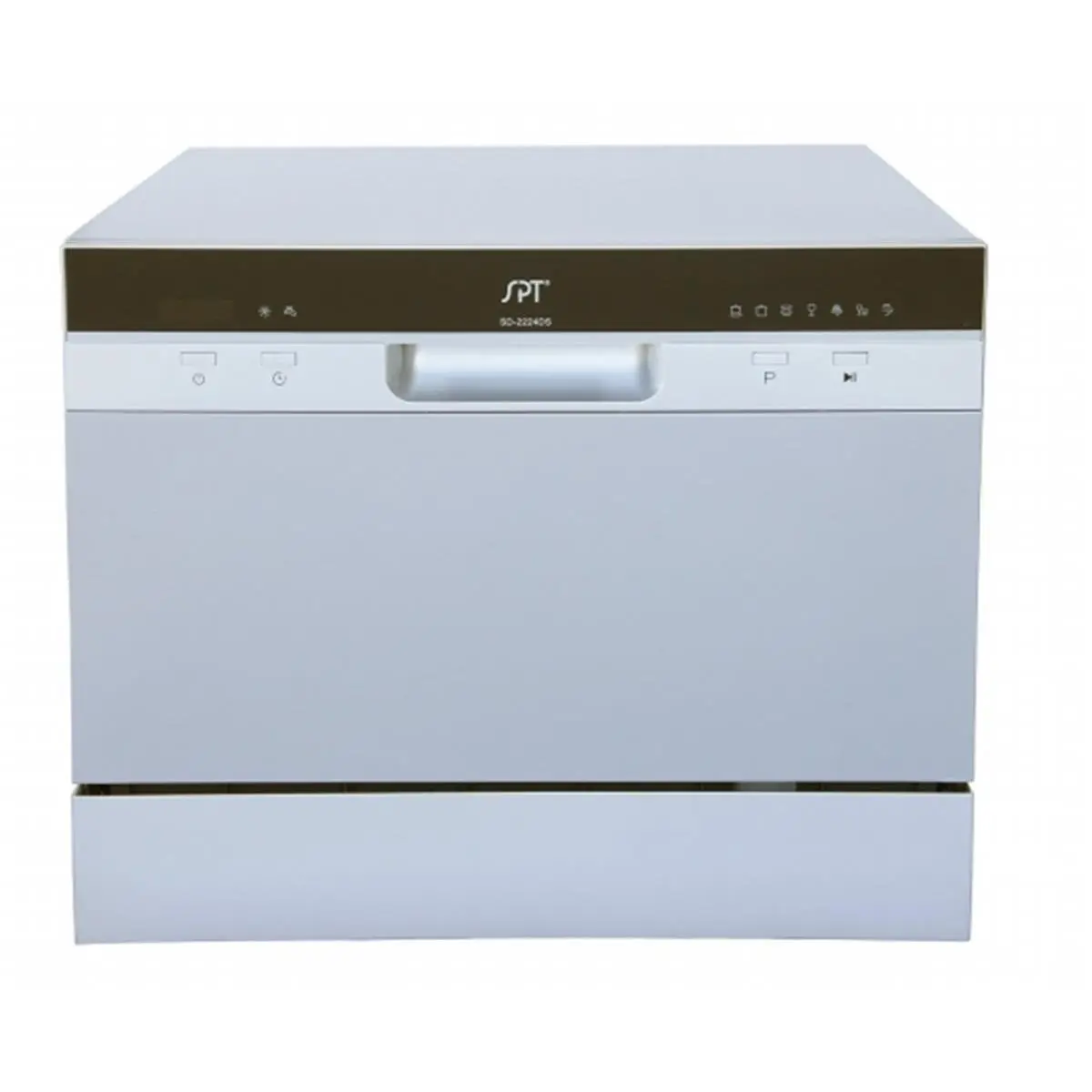 Sunpentown Compact Countertop Dishwasher - Silver, 120V-60Hz, Timer Delay Start, LED Display, Quick Connect, Residual Heat Drying, Fits 10.5 in Diameter Dishware, 10.8 L/2.85 gal Capacity, Small Kitchens