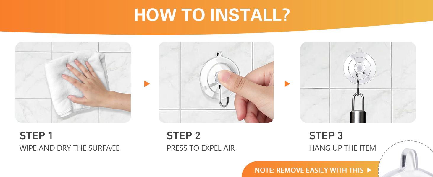 Suction Cup Hooks 12Pack Max Load 10LB 1.77In Clear Small Reusable & Removable Hook Suction Cup with Stainless Steel Hooks Organiser Silicone